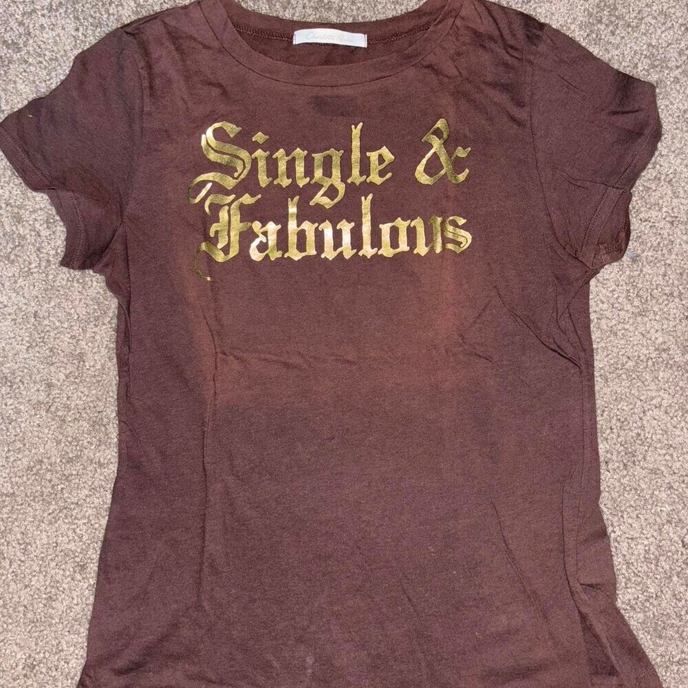 Vintage Y2k Charlotte Russe Women's Brown Baby Tee